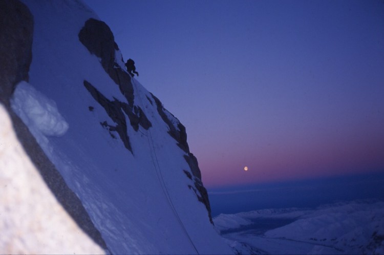 Heading toward the upper parts of Mt. Huntington.  Scott DeCapio photo.