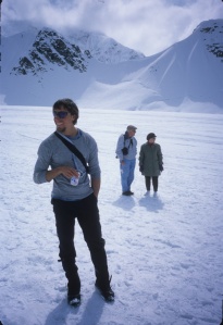 Jonny Copp and two old friends on the Kahiltna Glacier, AK, 2003.